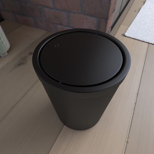 Poubelle Avec Couvercle Pivotant - D.20 Cmx(h) 24 Cm - Noir