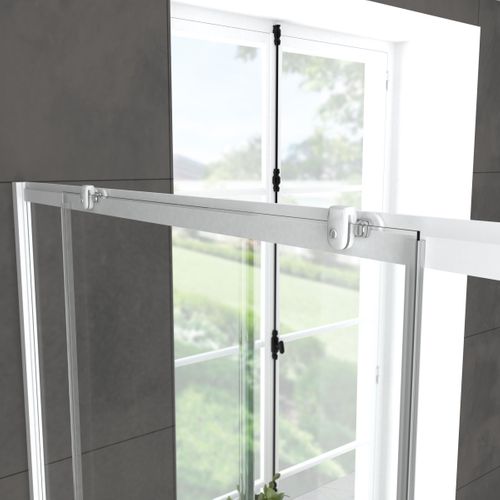 Pack Porte De Douche Coulissante Blanc 120x185cm + Retour 80 Verre Transparent 5mm - Whity Slide 120