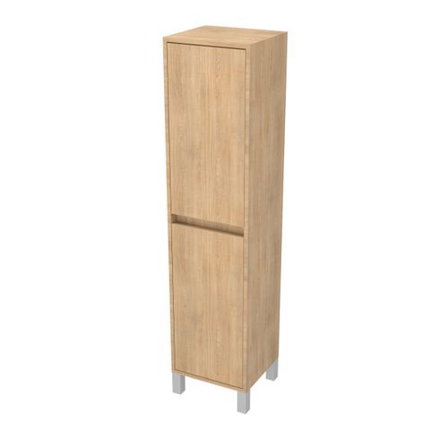 Colonne De Rangement Chêne Clair Sur Pieds - Hauteur 160 Cm - 2 Portes - Xenos