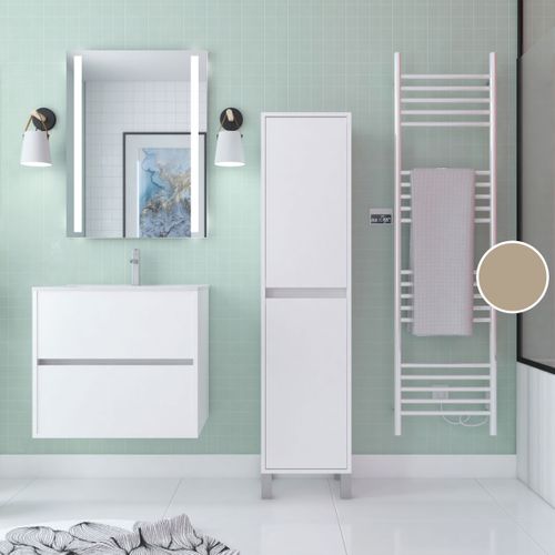 Colonne De Rangement Blanc Laqué Sur Pieds - Hauteur 160 Cm - 2 Portes - Xenos