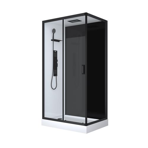 Cabine De Douche Rectangulaire Style Industrielle - 110x215x80 Cm - Noir