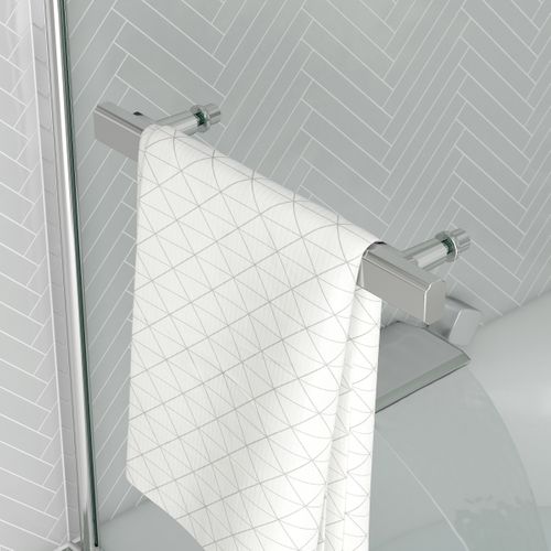 Pare Baignoire Rabattable Avec Porte-serviette 70x120 Cm - Profilé Chromé - Verre 4 Mm