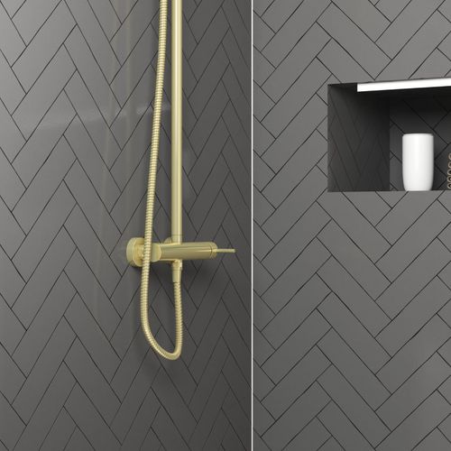 Colonne De Douche Mécanique Dorée - 133x25x52 Cm - Doré