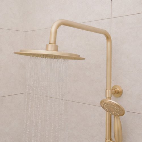 Colonne De Douche Mécanique Dorée - 133x25x52 Cm - Doré