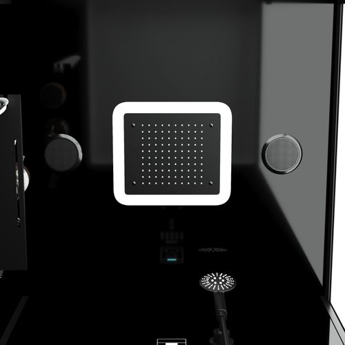 Cabine De Douche Hydromassante Porte Pivotante Et Panneau De Contrôle Tactile - 90x90x218 Cm - Noir