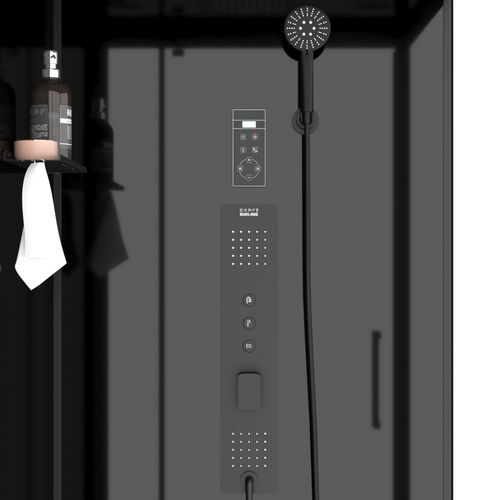 Cabine De Douche Hydromassante Porte Pivotante Et Panneau De Contrôle Tactile - 90x90x218 Cm - Noir