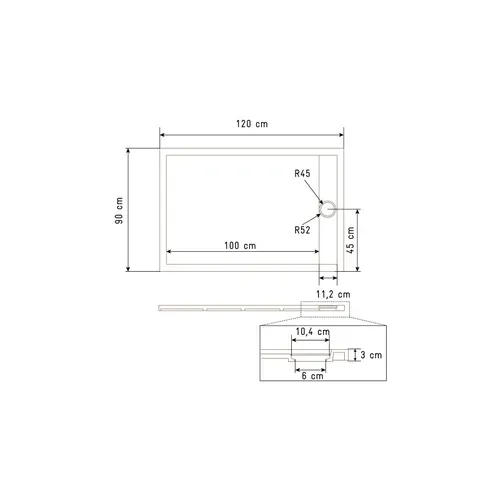 Receveur De Douche Extra-plat En Résine - Effet Pierre Grille Linéaire Chrome - 90x120 Cm - Noir