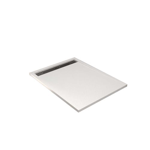Receveur De Douche Extra-plat En Résine - Effet Pierre Grille Linéaire Chrome - 90x120 Cm - Blanc
