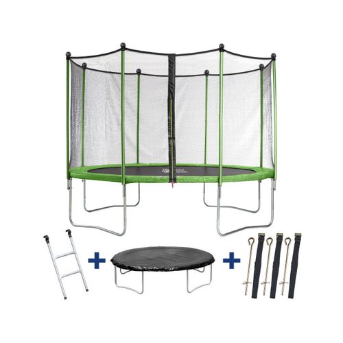 Trampoline "yoopi" - D. 3.65 M - Avec Filet + échelle + Couverture + Kit D'ancrage