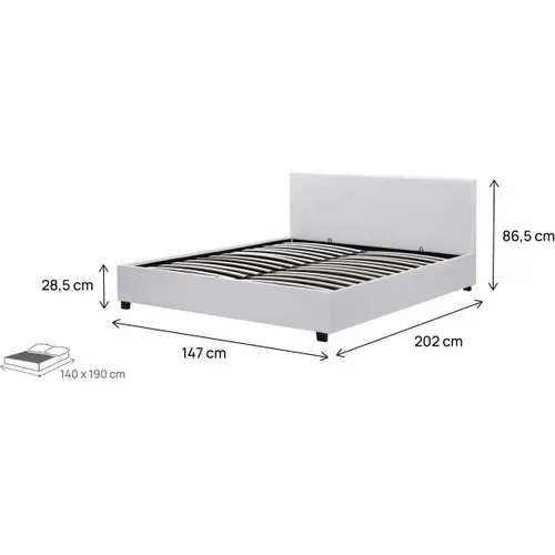 Lit Double Avec Coffre "carla" - 140 X 190 Cm - Blanc
