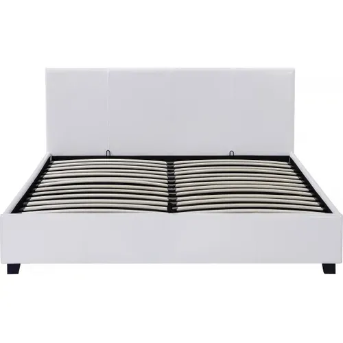 Lit Double Avec Coffre "carla" - 140 X 190 Cm - Blanc