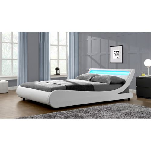 Lit LED "natacha" - 160 X 200 Cm - Blanc