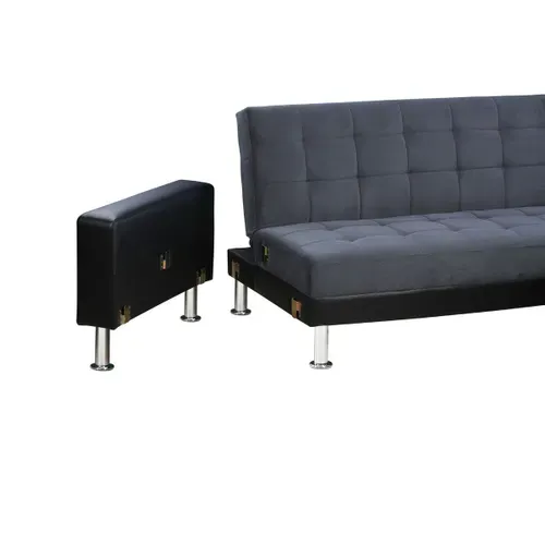Canapé D'angle Convertible Et Réversible "theo" - 4 Places - Noir / Gris