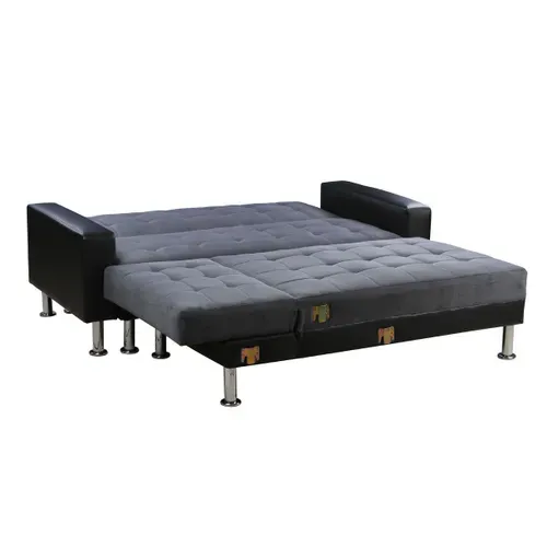 Canapé D'angle Convertible Et Réversible "theo" - 4 Places - Noir / Gris