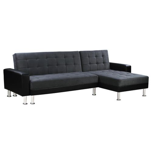 Canapé D'angle Convertible Et Réversible "theo" - 4 Places - Noir / Gris