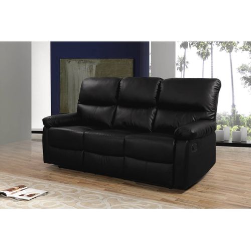 Canapé Relax "lincoln" - 197 X 89 X 103 Cm - 3 Places - Noir