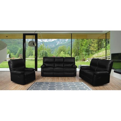 Canapé Relax "lincoln" - 197 X 89 X 103 Cm - 3 Places - Noir