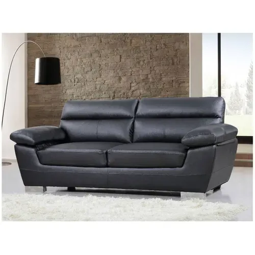 Canapé Fixe En Cuir Reconstitué Et Pvc "dallas" - 210 X 88 X 90 Cm - 3 Places - Noir