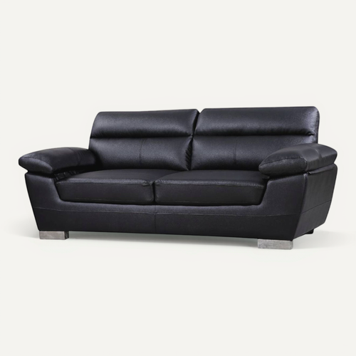 Canapé Fixe En Cuir Reconstitué Et Pvc "dallas" - 210 X 88 X 90 Cm - 3 Places - Noir