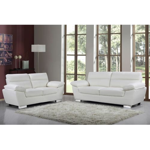 Canapé Fixe en Cuir reconstitué et Pvc "dallas" - 169 x 88 x 90 cm - 2 Places - Blanc