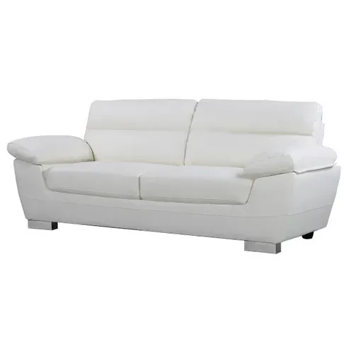Canapé Fixe en Cuir reconstitué et Pvc "Dallas" - 210 x 88 x 90 cm - 3 Places - Blanc