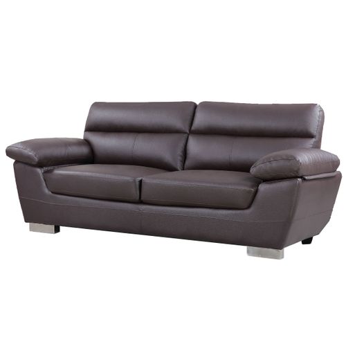 Canapé Fixe en Cuir Reconstitué et Pvc "Dallas" - 210 x 88 x 90 cm - 3 Places - Chocolat