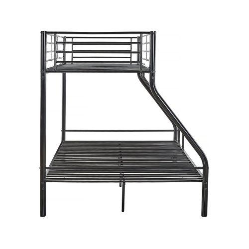 Lit Superposé En Métal "leo" Sommiers Inclus - 90/140 X 190 Cm - Noir