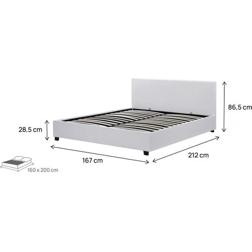 Lit Double Avec Coffre "carla" - 160 X 200 Cm - Blanc