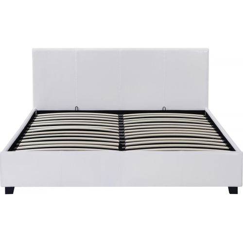 Lit Double Avec Coffre "carla" - 160 X 200 Cm - Blanc
