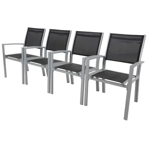 Fauteuil Jardin Alu/textilène "tropic" - Phoenix - Noir - Lot De 2