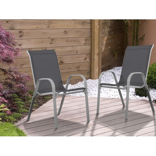 Fauteuil Jardin Textilène "cordoba" - Phoenix - Gris Foncé - Lot De 2