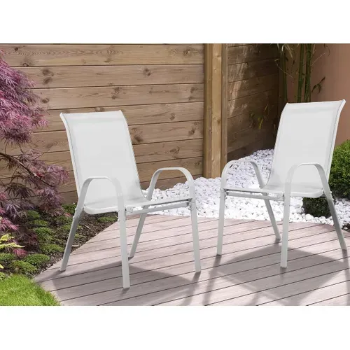 Fauteuil Jardin Textilène "cordoba" - Phoenix - Gris Clair - Lot De 2