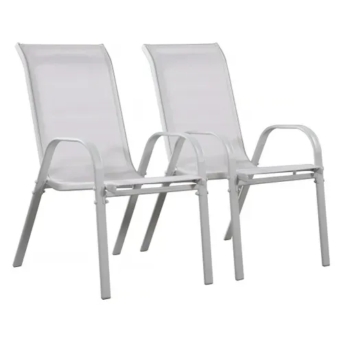 Fauteuil Jardin Textilène "cordoba" - Phoenix - Gris Clair - Lot De 2