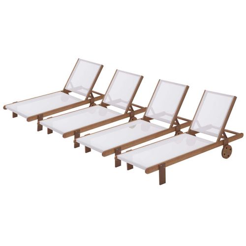 Bain De Soleil En Bois Exotique "saïgon" - Maple - Ecru - Lot De 4