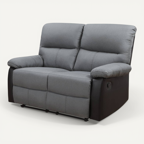 Canapé Relax "lincoln" - 147 X 89 X 103 Cm - 2 Places - Noir / Gris Foncé