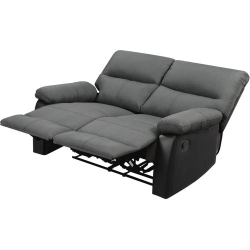 Canapé Relax "lincoln" - 147 X 89 X 103 Cm - 2 Places - Noir / Gris Foncé