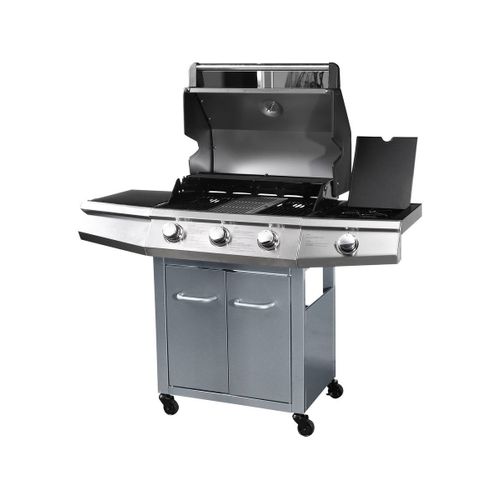 Barbecue Gaz "bingo 4" - 4 Brûleurs Dont 1 Latéral - 14kw + Housse Protection - Argenté