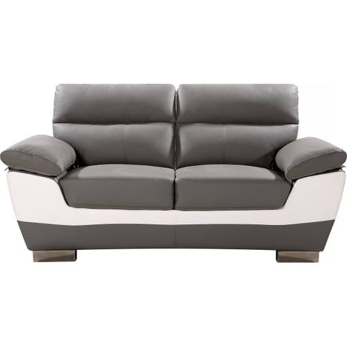 Canapé Fixe En Cuir Reconstitué Et Pvc " Dallas" - 169 X 88 X 90 Cm - 2 Places - Gris/blanc