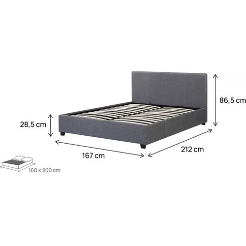 Lit Double Avec Coffre "carla" - 160 X 200 - Gris
