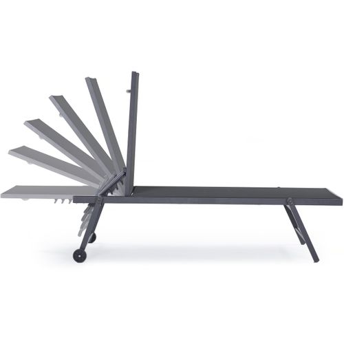 Lot De 2 Bains De Soleil Textilène Et Aluminium "jolia" - Phoenix - Gris Foncé