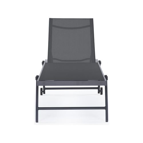 Lot De 2 Bains De Soleil Textilène Et Aluminium "jolia" - Phoenix - Gris Foncé