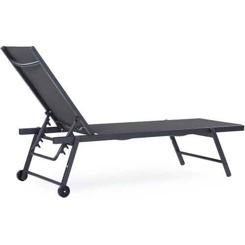 Lot De 2 Bains De Soleil Textilène Et Aluminium "jolia" - Phoenix - Gris Foncé