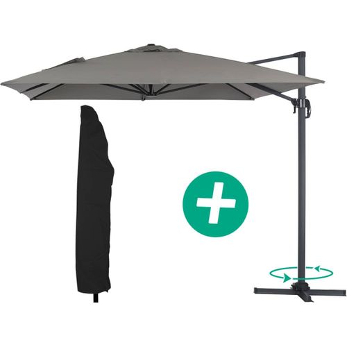 Parasol Jardin Déporté Alu "sun 4" - Rectangle - 3 X 4 M + Housse De Protection - Gris