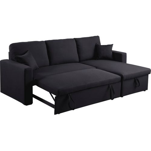 Canapé D'angle Convertible Réversible 3 Places Alain 221x145x85cm - Noir