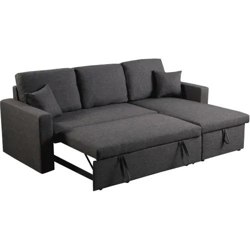 Canapé D'angle Convertible/ Réversible Avec Coffre "alain" - 3 Places - Gris