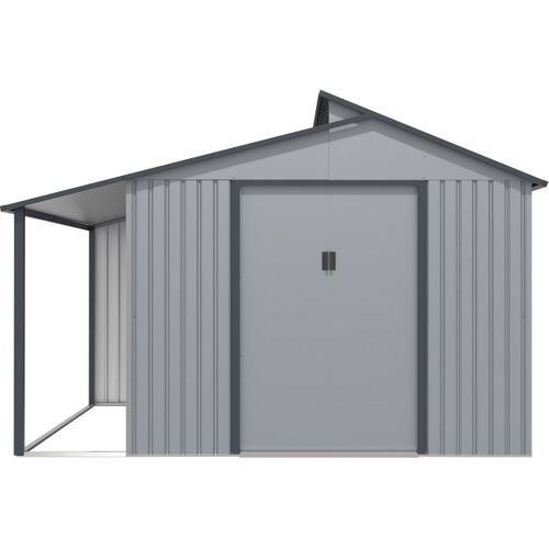 Abri De Jardin Métal Avec Pergola "madras" - 9.12 M² - 257 X 355 X 237 Cm - Gris