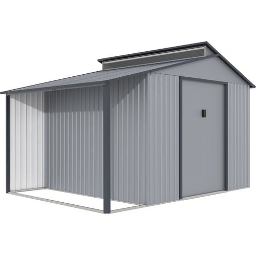 Abri De Jardin Métal Avec Pergola "madras" - 9.12 M² - 257 X 355 X 237 Cm - Gris