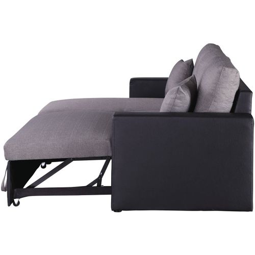 Canapé D'angle Convertible/ Réversible Avec Coffre "alain" - 3 Places - Gris / Noir