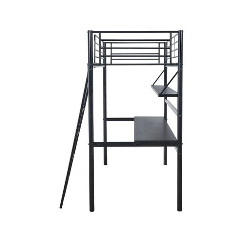 Lit Mezzanine Avec Bureau "Alona" En Métal - 90 X 190 Cm - Noir