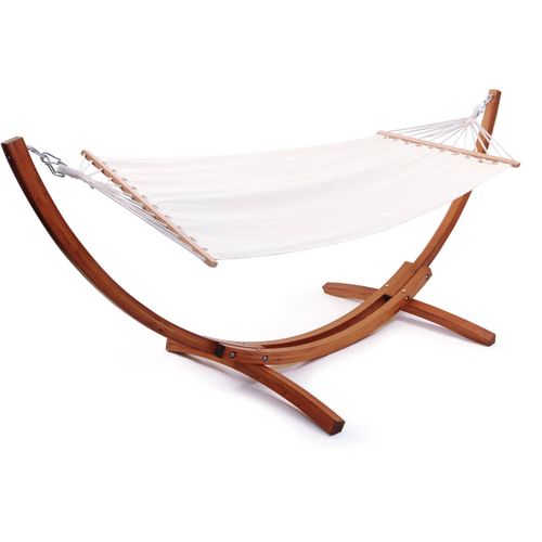 Hamac Bois Avec Toile En Coton "dallas" - 3 M - Ecru